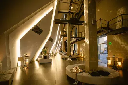 Interior of a loungey event space at the Contemporary Jewish Museum. San Francisco, California.
