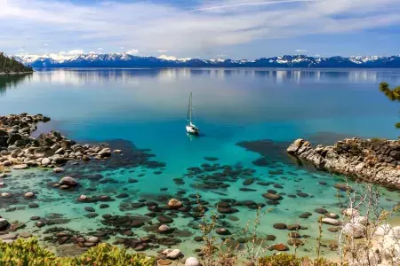 Crystal clear blue water of Lake Tahoe