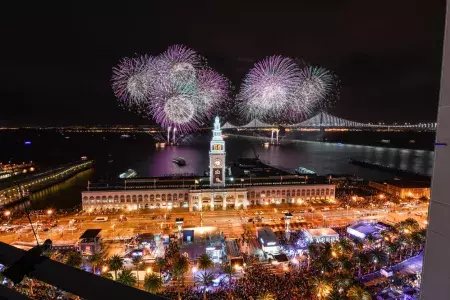 Embarcadero fireworks for Super Bowl 50