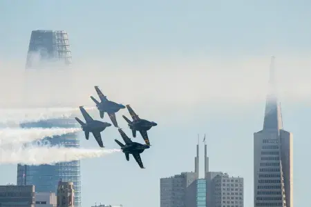 Blue Angels flying over the city
