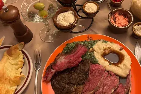 A full spread served up at San Francisco's House of Prime Rib.