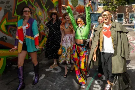 Group of friends walking around the Mission District 