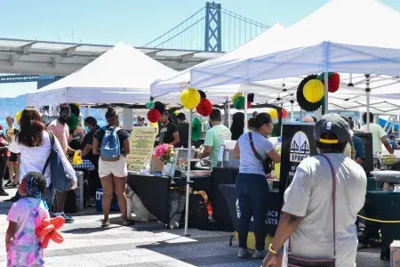 Food and craft vendors at the Ferry Building for Juneteenth.