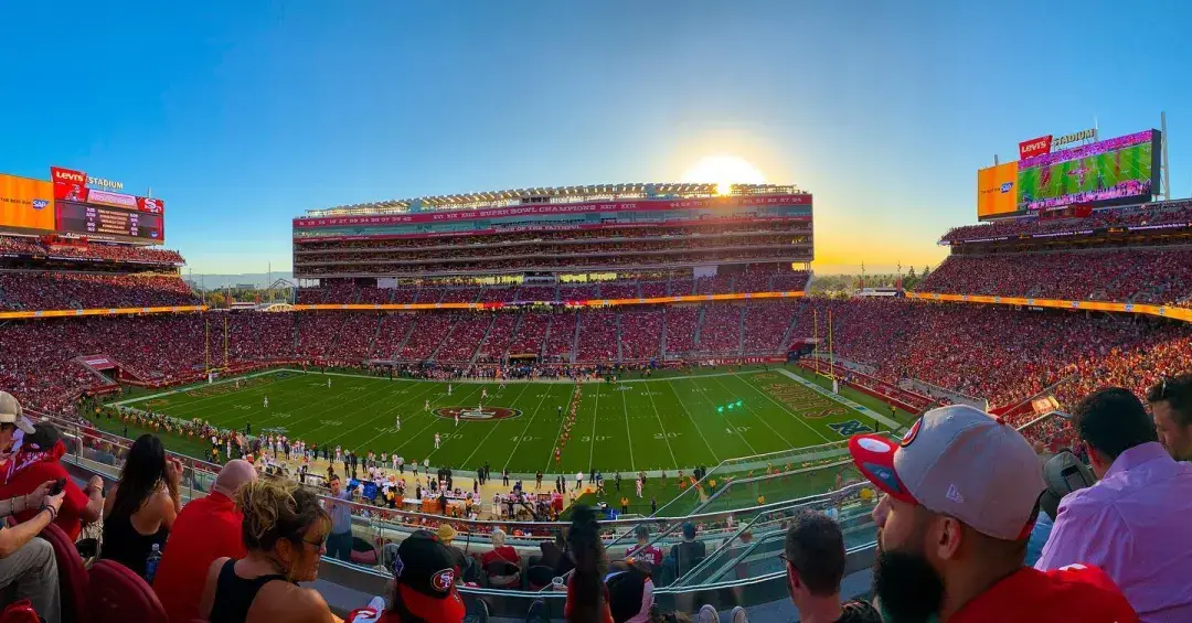 View of the football field at Levi's Stadium in Santa Clara, California, home of the San Francisco 49ers.
