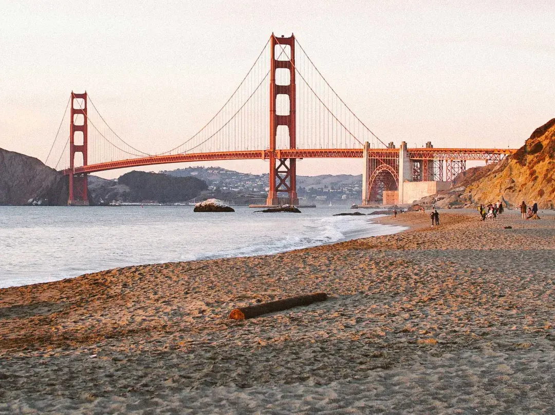 San Francisco's Baker Beach is pictured with the Golden Gate Bridge in the background