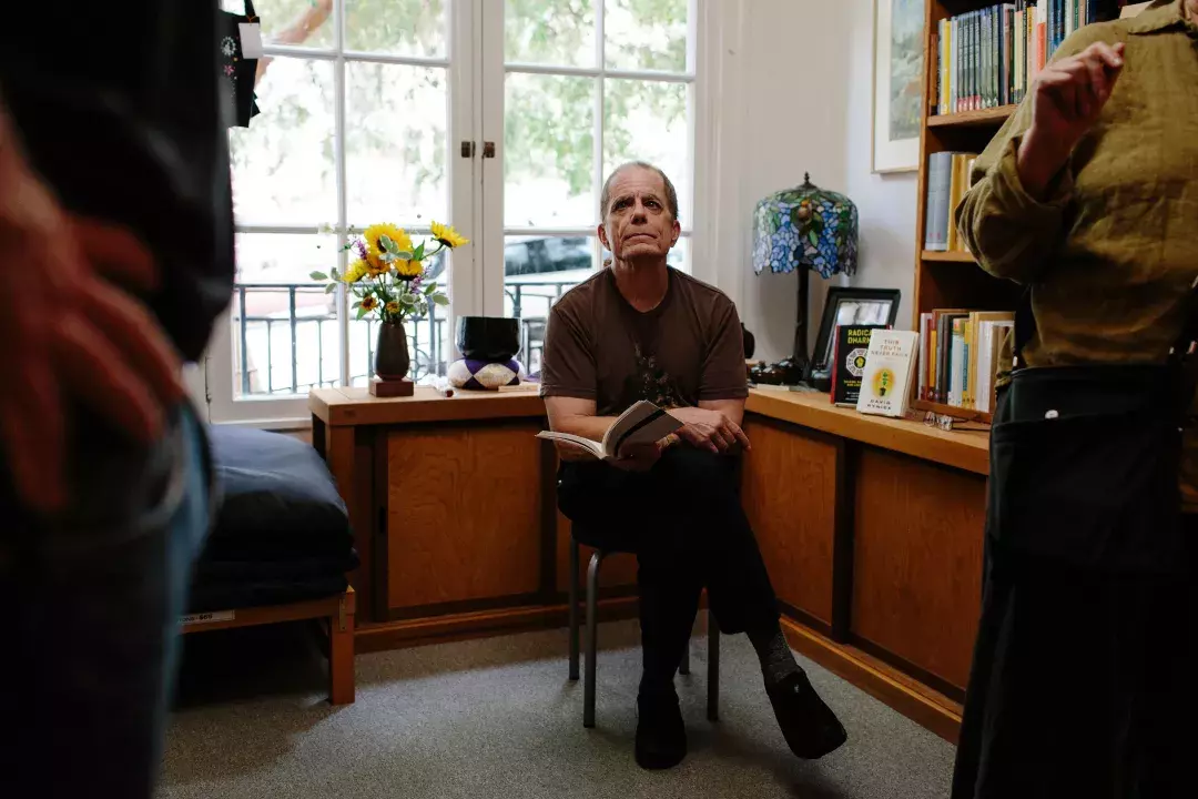 Dennis McNally sitting in his office