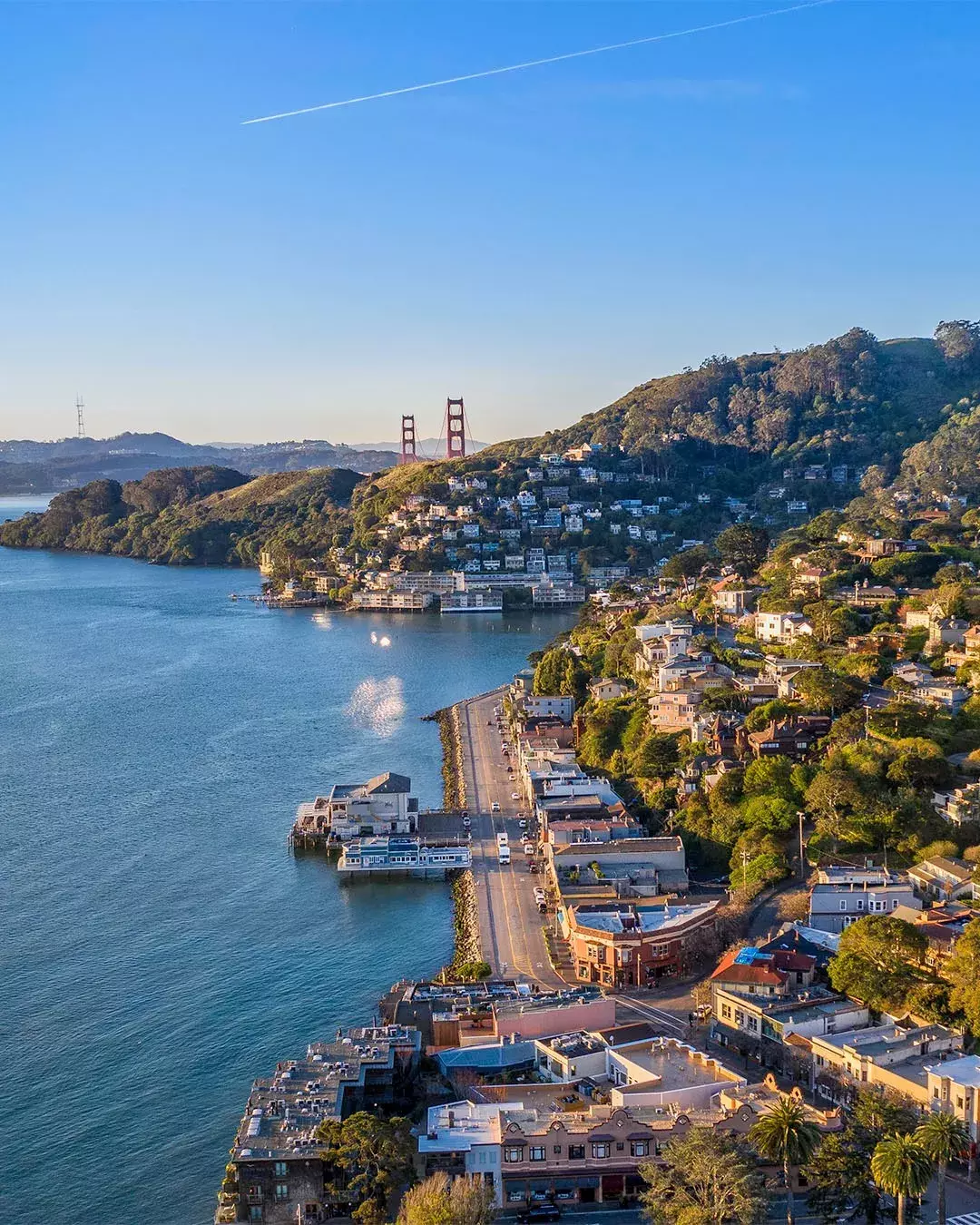 A bird's-eye view of Sausalito's waterfront.