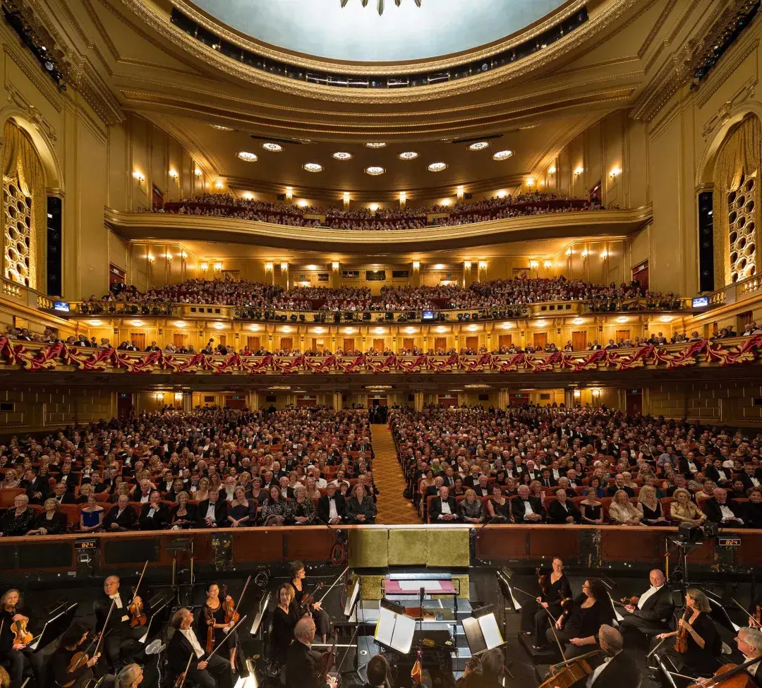 The symphony gears up for an opera performance at the War Memorial Opera House. San Francisco, California.