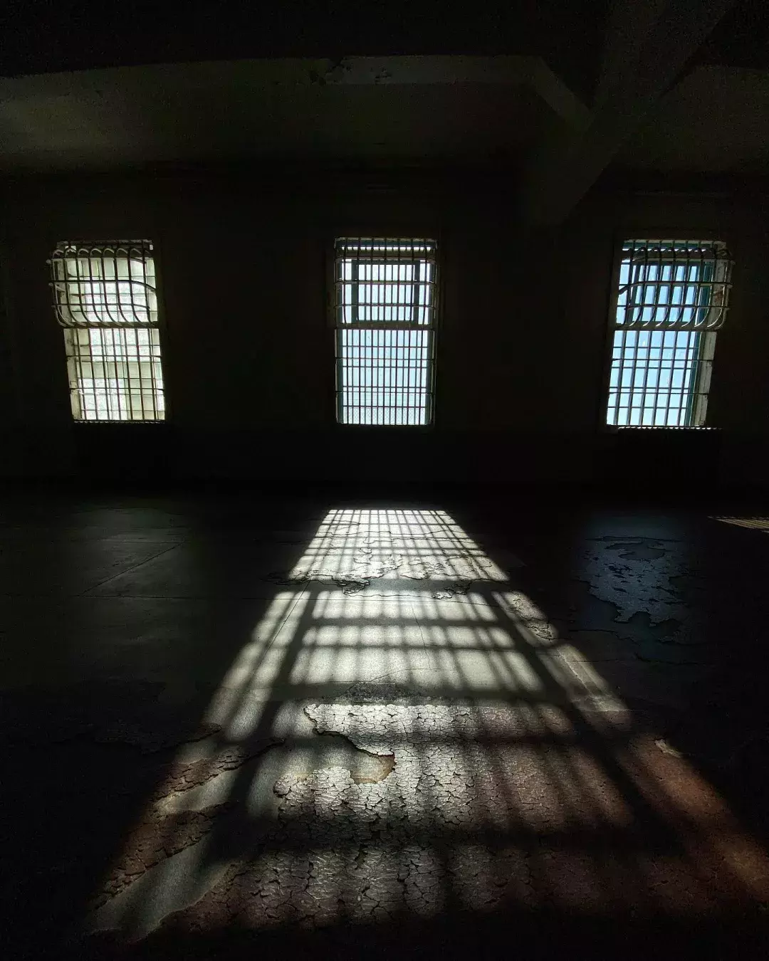 Shadows in prison cell on Alcatraz island