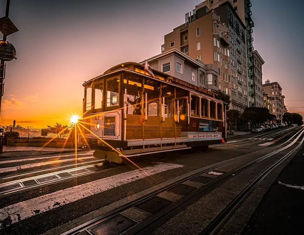 Powell-Hyde Cable Car at Sunset