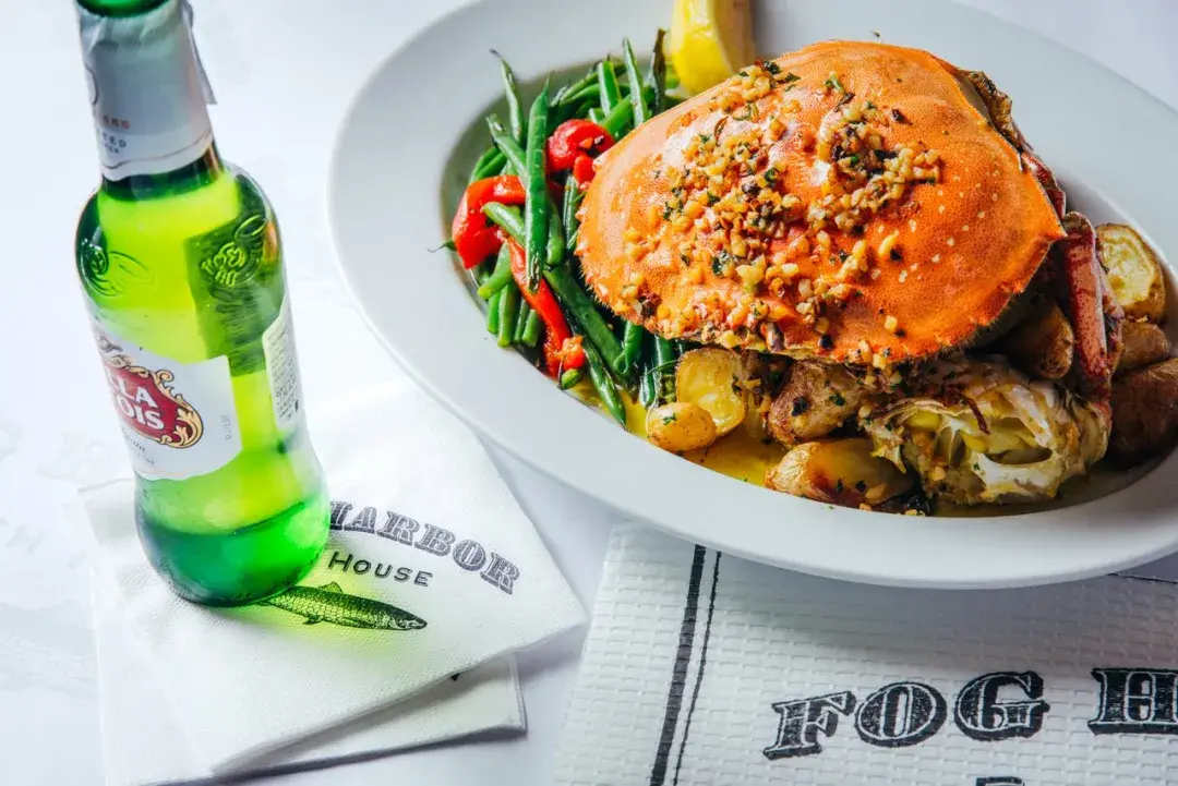 Crab next to beer glass