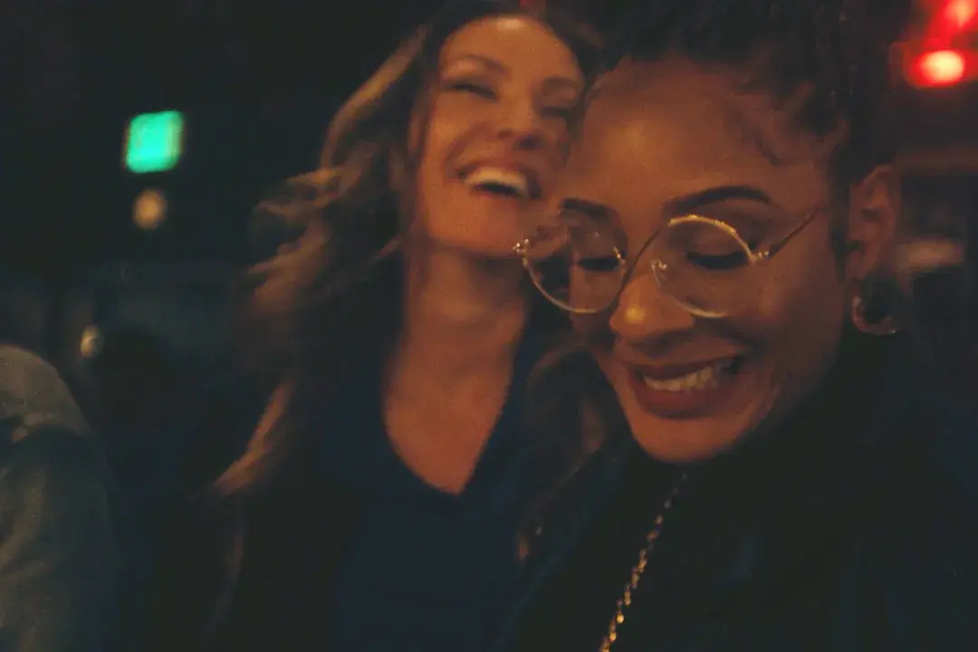 Teresa Goines and Tiffany Fuller catch up at Old Skool Cafe