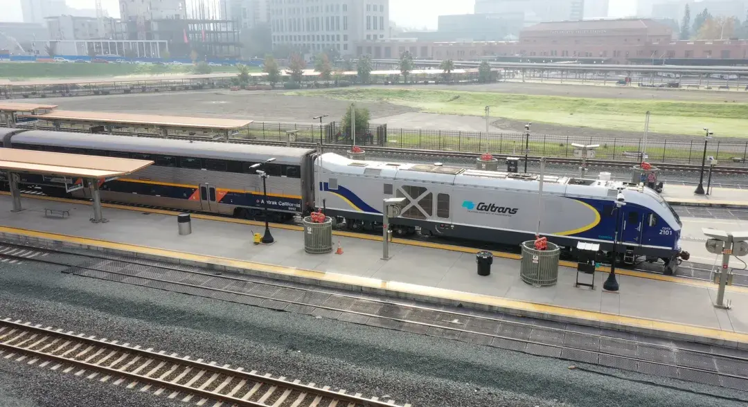 The Capitol Corridor train at Sacramento Station.