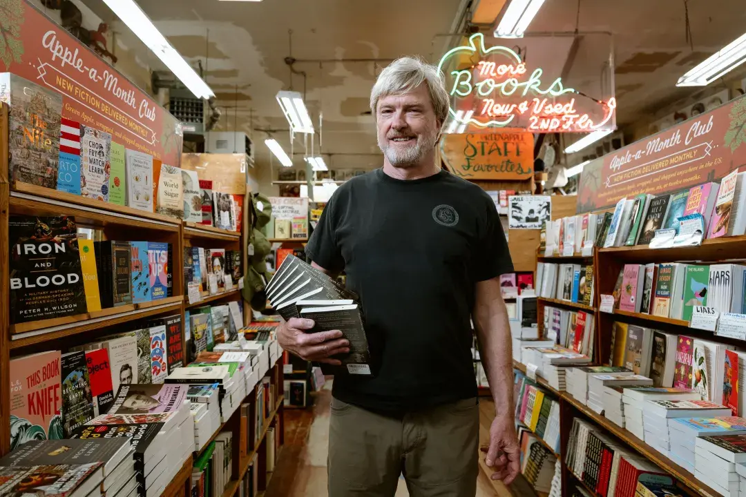 Kevin Ryan, owner of Green Apple Books, inside his Richmond District store.