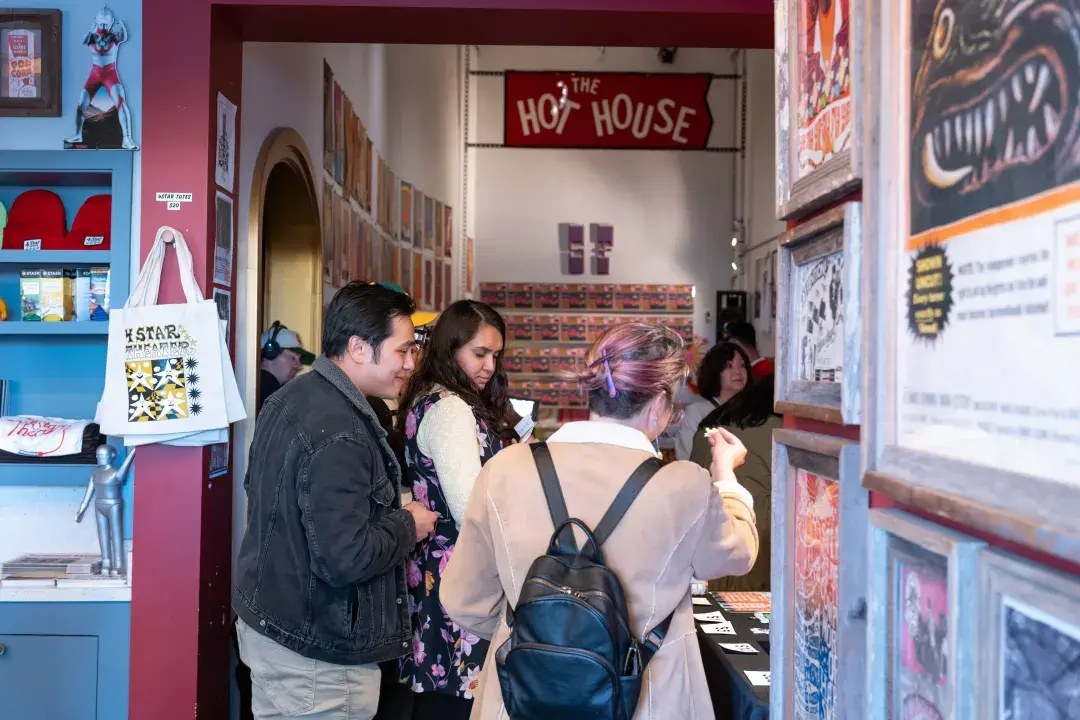 Customer at the Four Star Theater in San Francisco's Richmond District.