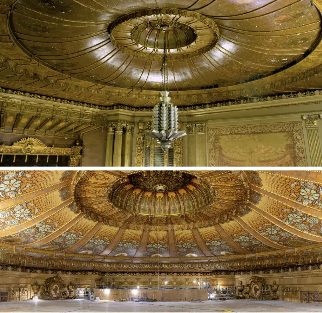 Castro Theater ceiling before and after