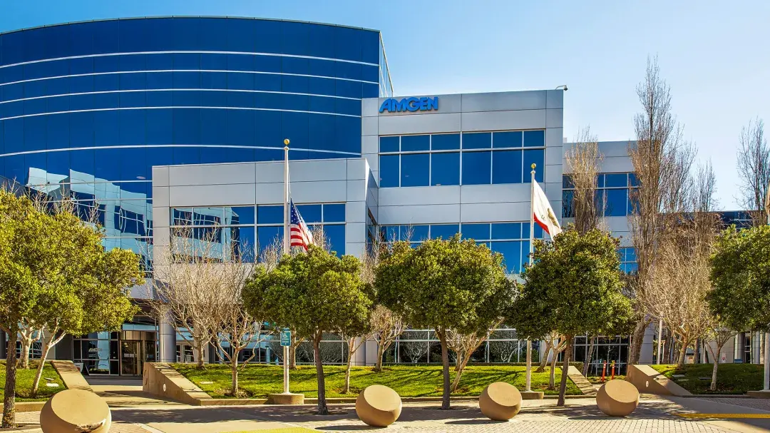 View of the Amgen Biotech building outside