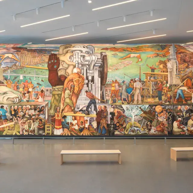 Diego Rivera's mural, America, on view at SFMOMA