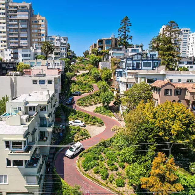 Aerial of Lombard Street