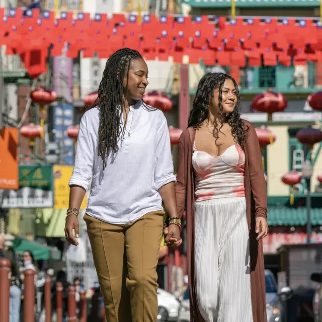 ladies walking in chinatown