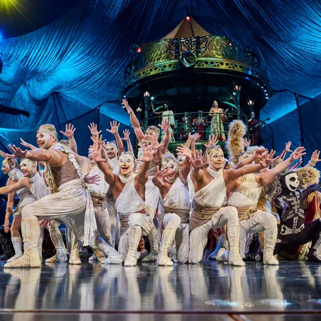 Performers on stage in Cirque du Soleil's "KOOZA"