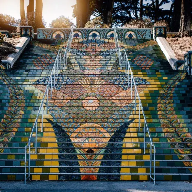 sunset 의 링컨 파크 계단의 이미지