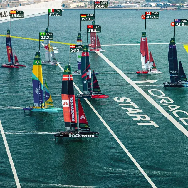 セイルGPレースに出場するカタマラン