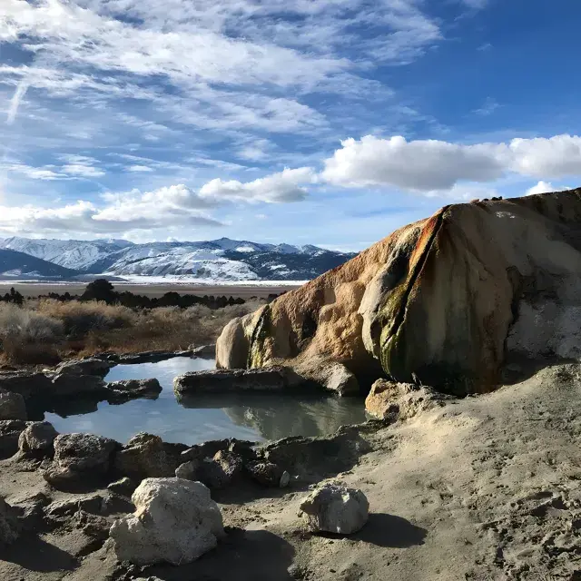 Hot spring on a sunny day 