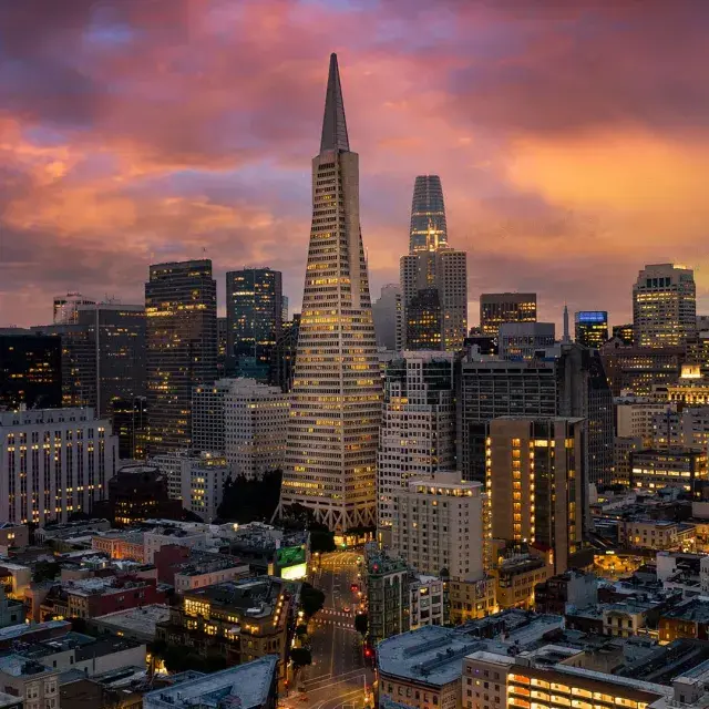 Transamerica Pyramid With Pink Clouds Above It