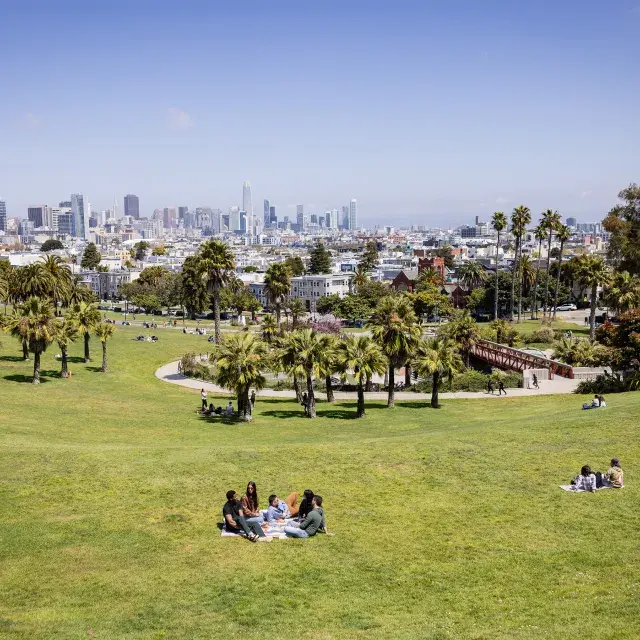 Mission Dolores Park on a sunny day