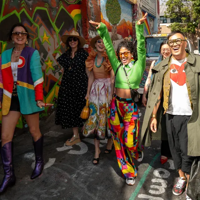 Group of friends walking around the Mission District 