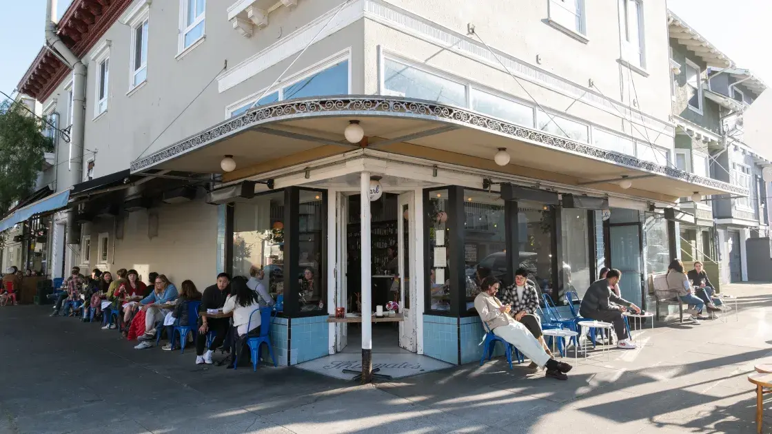 Diners enjoy al fresco meals in San Francisco's Richmond District.